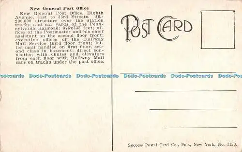 R328528 New Post Office New York Success Postal Card Co Pub New York Nr. 1120