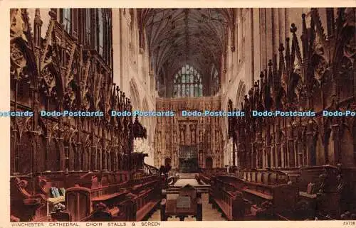 R329971 Winchester Cathedral Choir Stalls and Screen Photochrom