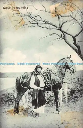 R328649 Republica Argentina Gaucho Tarjeta Postal