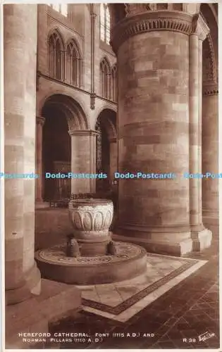 R328672 Hereford Cathedral Font 1115 A D And Norman Pillars 1110 A D R 38 Walter