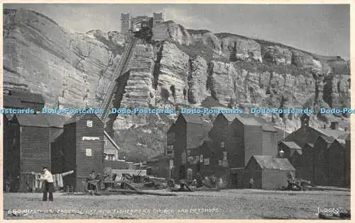 R330128 Hastings East Hill Lift und Fischerkirche und Netzgeschäfte Richter in Pho