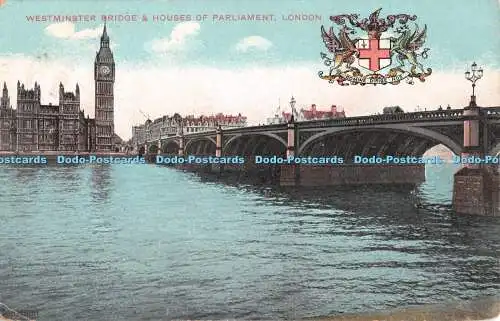 R330188 London Westminster Bridge and Houses of Parliament G D und D L 1906