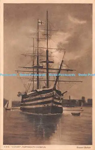 R328800 H M S Victory Portsmouth Harbour Ewart Baker Postkarte