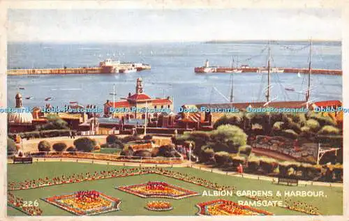 R327613 Ramsgate Albion Gardens and Harbour A H and S Paragon Series A Watercolo