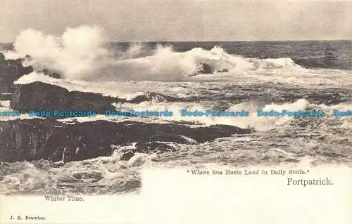 R124667 Wo Meer im täglichen Streit auf Land trifft. Portpatrick. J. M. Browlee