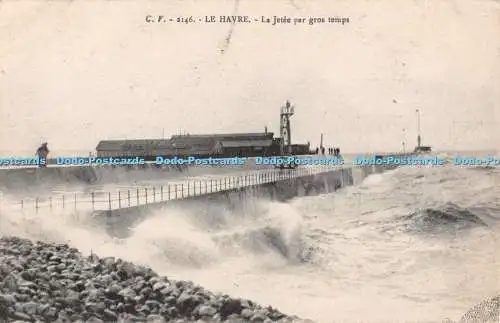 R329495 Le Havre La Jetee par Gros Temps C V Imprimeries Reunies De Nancy