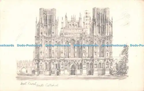 R333310 West Front Wells Cathedral Dawkes and Partridge Bleistiftzeichnung 1934