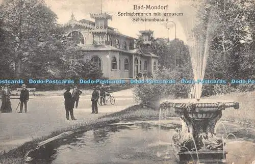 R334197 Bad Mondorf Springbrunnen mit grossem Schwimmbassin J M Bellwald