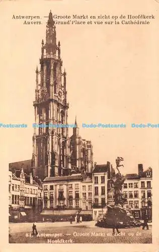 R338426 Anvers Grand Place et vue sur la Cathedrale P J