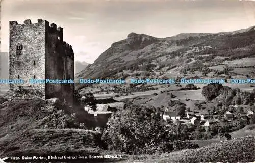 R340940 Ruine Wartau Blick auf Gretschins u Gonzen Gross Nr 11286 1954