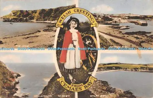 R339755 walisische Grüße aus Cemaes Bay W 3089 Collo Farb-Postkarte Valentinstag a