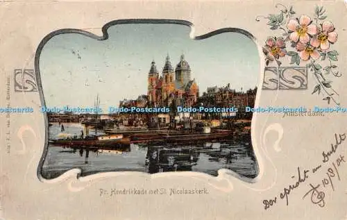 R344106 Amsterdam Pr Hendrikkade met St Nicolaaskerk J L Van Dieten 1904