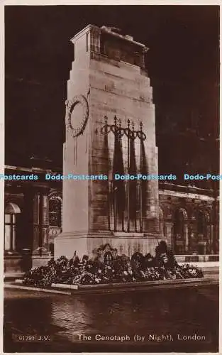 R345797 The Cenotaph by Night London 91791 J V Valentine and Sons RP