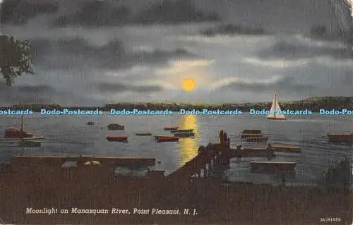R344293 Point Pleasant N J Moonlight on Manasquan River Union Distributors Genui
