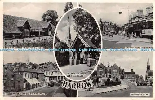 R341961 Harrow Harrow Church and Lychgate The Tithe Barn Grabstein Herrenhaus A V Fry