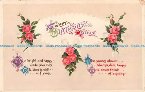 R344897 Postkarte Süße Geburtstagsstunden rosa Blumen