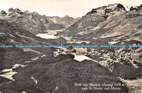 R345033 Blick von Mouttas Muraigl 2456m nach St Moritz und Maloja 7176 Hugo Kopp