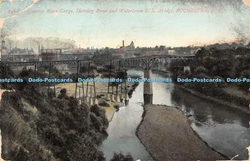 R346707 N Y Rochester Genesee River Gorge zeigt Rom und Watertown R R Brücke