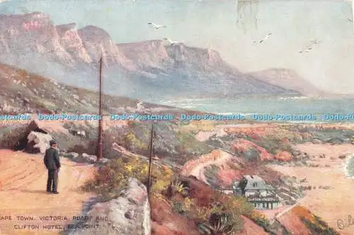 R346864 Cape Town Victoria Road and Clifton Hotel Sea Point Tuck Oilette Postcar