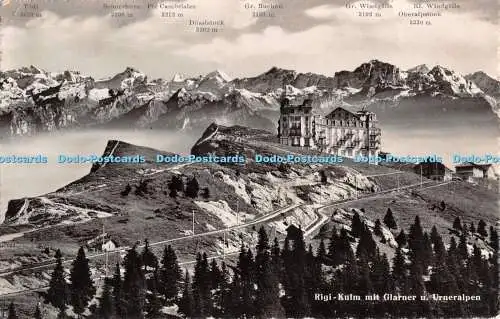 R345497 Rigi Kulm mit Glarner u Urneralpen 8659 Verlag Globetrotter Gm b H 1951