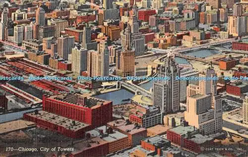 R347251 Chicago City of Towers Curt Teich and Co The J O Stoll C T Art Colortone