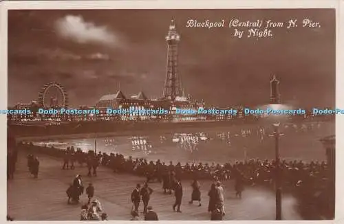 R345713 Blackpool Central from N Pier by Night The Advance Series RP 1925