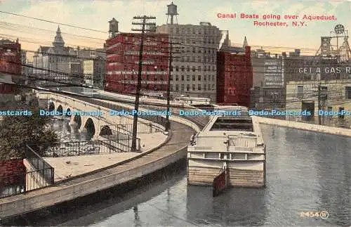 R347320 N Y Rochester Canal Boats going over Aquäduct Souvenir Post Card Company