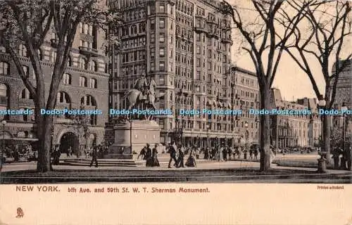 R348053 New York 5th Ave and 59th St W T Sherman Monument Tuck Silverette No 7