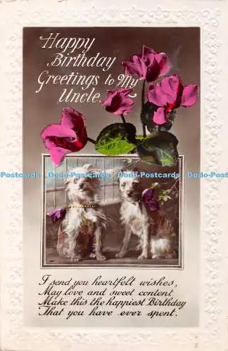 R348895 Happy Birthday Grüße an meinen Onkel Hunde und Blumen The Philco Photo R