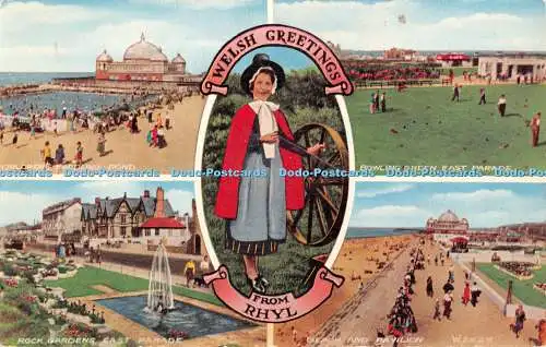 R350536 Welsh Greetings from Rhyl W 2528 Valentines Valesque 1240V Style Multi V