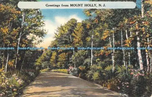 R349195 Greetings from Mount Holly N J No 947 Landscape Panel Locals 1956