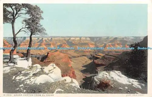 R349601 H 1519 Grand Canyon from El Tovar Copr Fred Harvey Phostint Detroit Publ