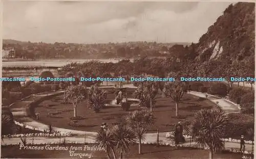 R349657 Princess Gardens from Pavilion Torquay 4013 F H Gibbs Stationer 1928