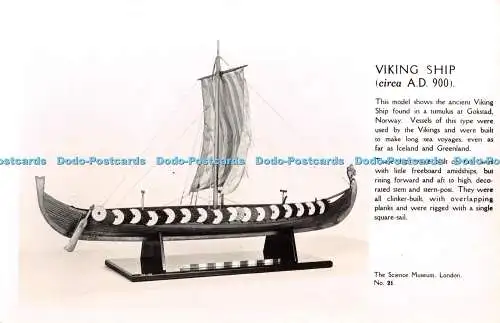R349776 Wikingerschiff um A D 900 The Science Museum London No 21 B Matthews