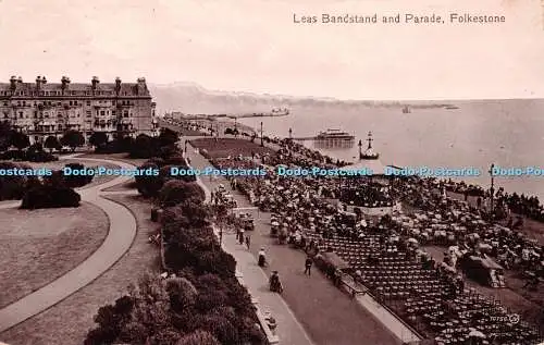 R351447 Folkestone Leas Bandstand and Parade P and H 1913