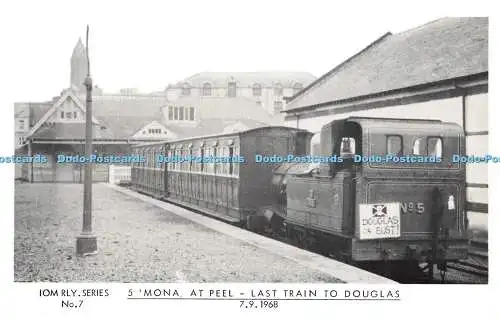 R355128 5 Mona at Peel Last Train to Douglas Breese Stamp Co IOM RLY Series No 7