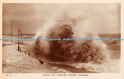 R353647 Hastings Rough Sea Caroline Parade Sussex Photographic No 11 RP