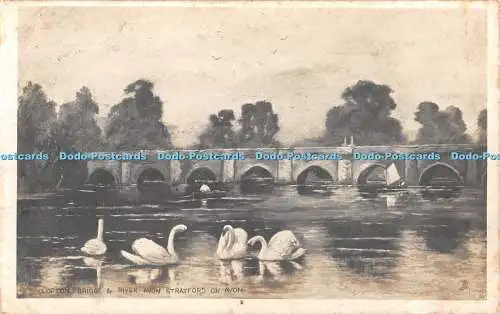 R353737 Stratford auf Avon Clopton Bridge und River Avon Tuck W H Smith Echtfoto