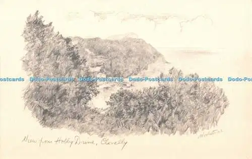 R358088 Clovelly-Ansicht von Hobby Drive The Woolstone Barton Co Milton Pencil Ske