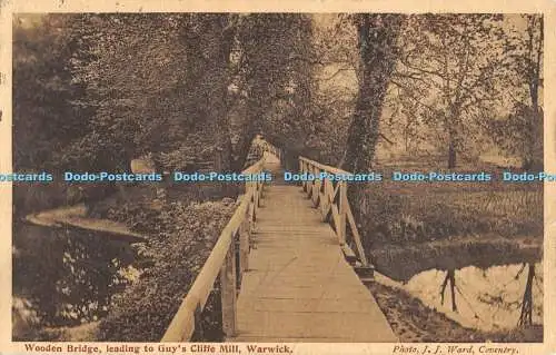 R356991 Holzbrücke führt zu Guys Cliffe Mill Warwick J J Ward Sepia Foto A