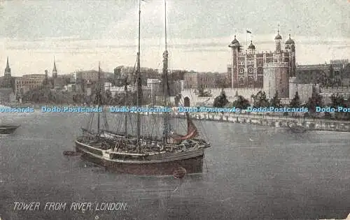R358313 London Tower from River Postkarte 1907