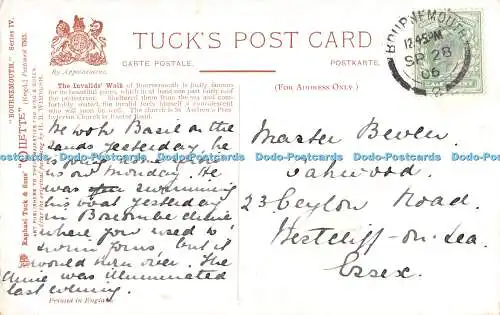 R353961 Bournemouth Invaliden Walk Tuck Oilette Serie IV Postkarte 7505 H B Wimbu