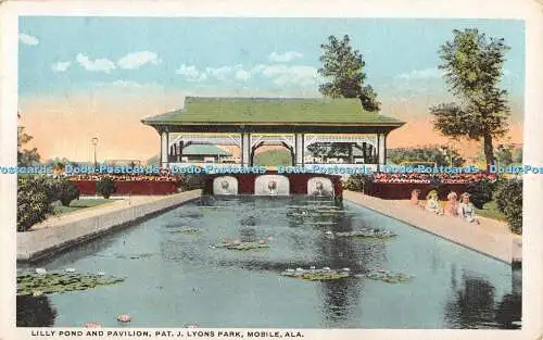 R358898 Pat J Lyons Park Mobile Ala Lilly Pond and Pavilion C T American Art