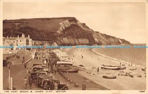 R359732 Seaton The East Beach and Haven Cliff J Salmon Gravure Style