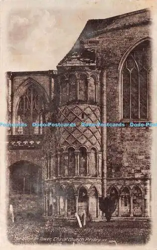 R360106 Christchurch Priory The Norman Tower Postkarte 1916