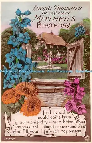 R360112 Liebevolle Gedanken meiner lieben Mutter Geburtstag Tore Brunnen und Blumen Ro