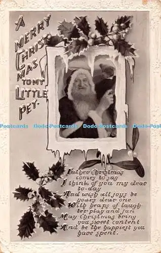 R360247 A Merry Christmas To My Little Pet Santa Claus Postkarte