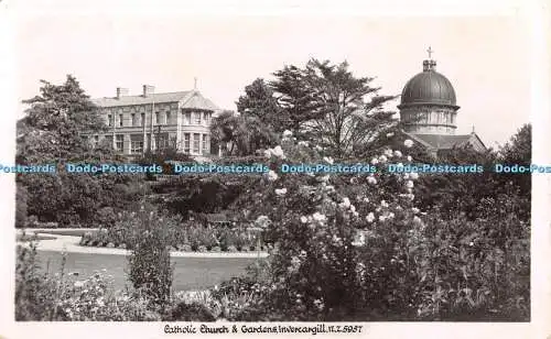 R366001 Invercargill Catholic Church and Gardens N Z 5957 Air Mail Par Avion