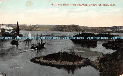 R366217 St John River from Railway Bridge St John N B Valentine 1910