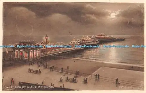 R364714 Brighton West Pier bei Nacht A W Wardell Postkarte